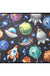 Kids Child's Room Rug in Blue and Black Outer Space Spaceship Planet Print Rug Polyester Machine Washable Area Rug