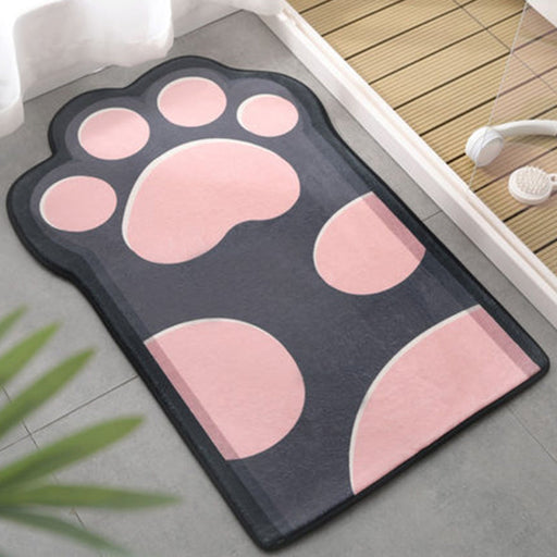 Kids Child's Room Irregular Rug in Pink and Purple Animal Paw Bow Tie Print Rug Polyester Non-Slip Backing Area Rug