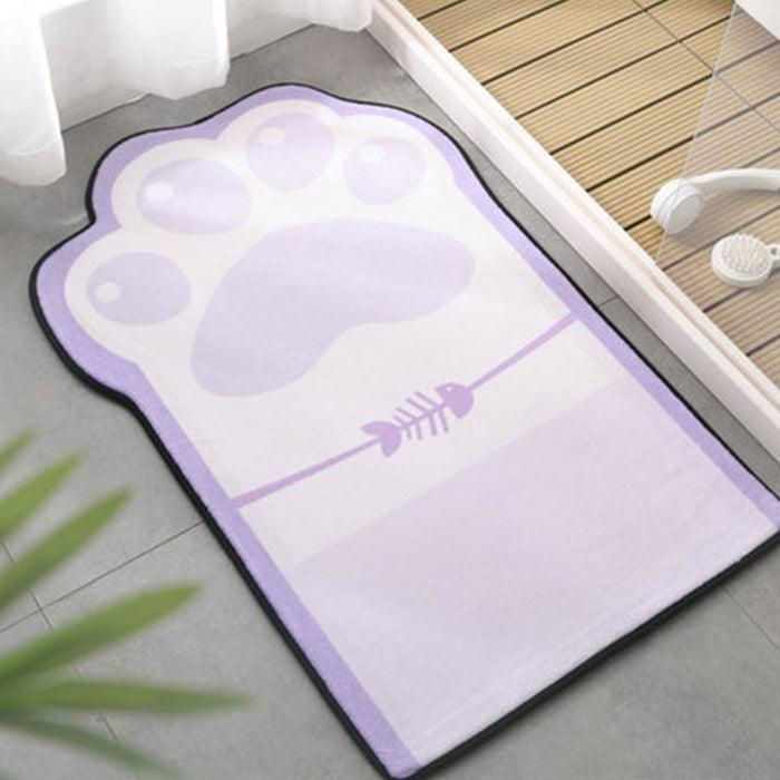 Kids Child's Room Irregular Rug in Pink and Purple Animal Paw Bow Tie Print Rug Polyester Non-Slip Backing Area Rug