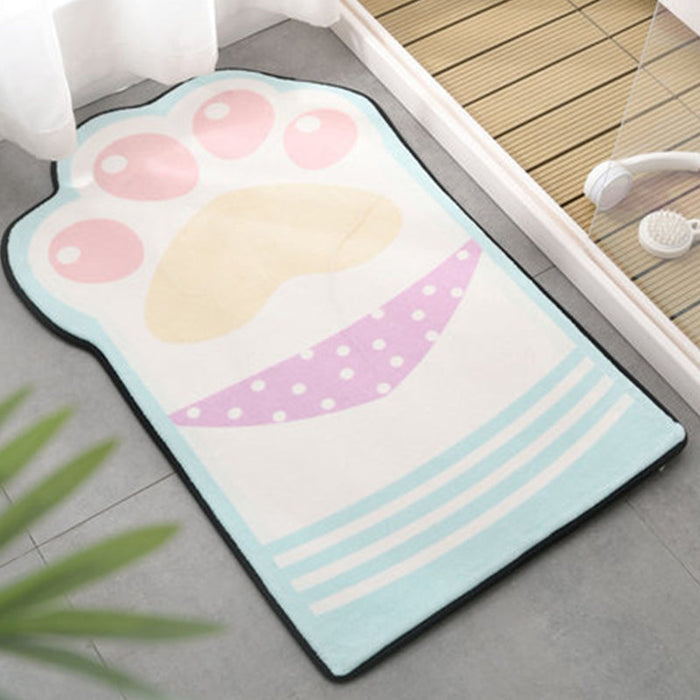 Kids Child's Room Irregular Rug in Pink and Purple Animal Paw Bow Tie Print Rug Polyester Non-Slip Backing Area Rug