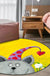 Kids Bedroom Rug in Green and Yellow Animal Cat Heart Star Print Rug Polyester Stain-Resistant Area Rug