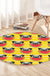 Yellow and Pink Child's Room Rug Kids Animal Dog Watermelon Leaf Pattern Area Rug Polyester Washable Carpet