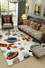 Ivory Child's Room Rug Kids Outer Space Planet Star Rocket Pattern Area Rug Polyester Pet Friendly Carpet