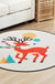 Brown and White Nursery Rug Kids Animal Fox Deer Geometry Pattern Area Rug Polyester Stain-Resistant Carpet