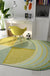 Irregular Bedroom Rug in Green and Pink Modern Colorblock Arc Pattern Area Rug Polyester Washable Carpet