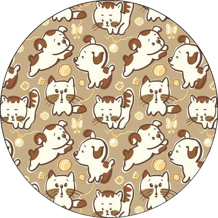 Kids Bedroom Rug in Brown and Pink Animal Dog Cat Print Rug Polyester Non-Slip Backing Area Rug