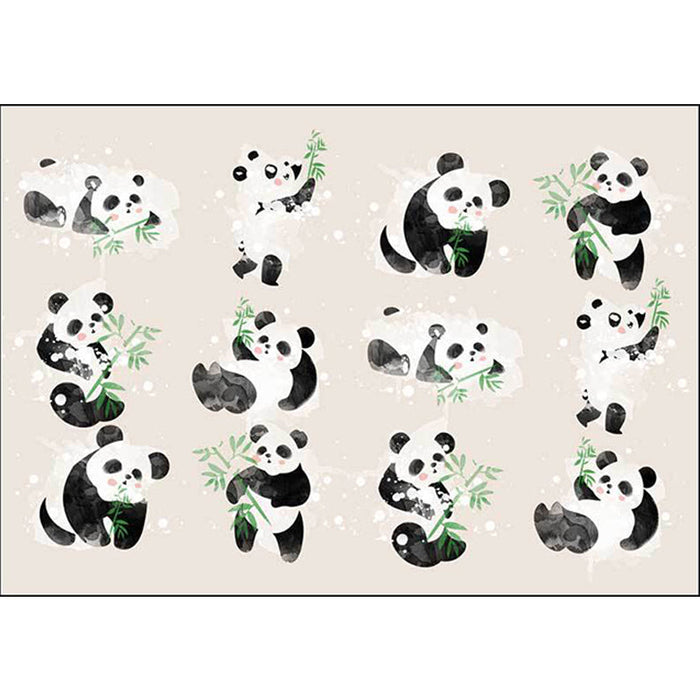 Ivory Child's Room Rug Kids Animal Panda Bird Pattern Area Rug Polyester Anti-Slip Machine Washable Carpet