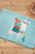 Blue and Black Nursery Rug Kids Animal Alpaca Pattern Area Rug Polyester Stain-Resistant Carpet