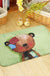 Blue and Green Nursery Rug Kids Animal Bear Rabbit Bee Pattern Area Rug Polyester Machine Washable Carpet