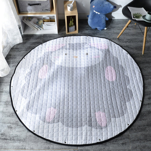 Kids Bedroom Rug in Pink and Grey Animal Unicorn Rabbit Sheep Print Rug Polyester Machine Washable Area Rug