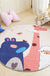 Kids Bedroom Rug in Pink and Grey Animal Unicorn Rabbit Sheep Print Rug Polyester Machine Washable Area Rug