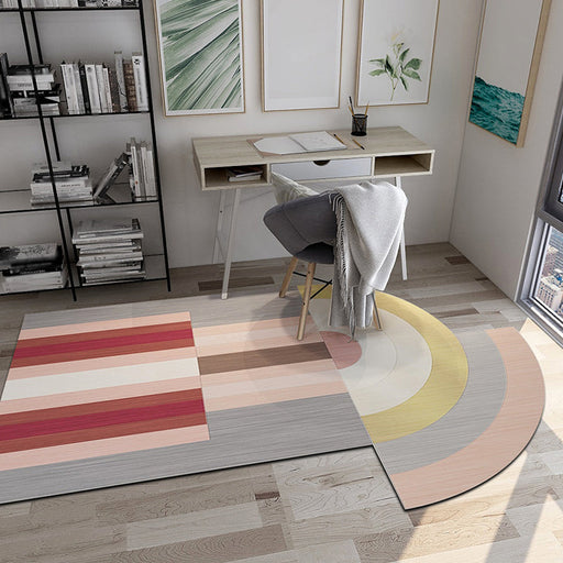 Modern Living Room Irregular Rug Colorful Color Block Pattern Rug Polyester Pet Friendly Area Rug