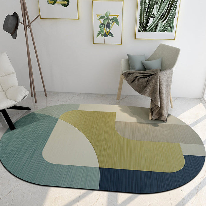 Modern Living Room Irregular Rug Colorful Color Block Pattern Rug Polyester Pet Friendly Area Rug