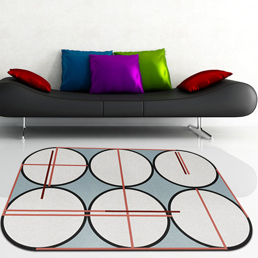 Simple Modern Irregular Rug in Grey Color Block Circle Print Area Rug Polyester Anti-Slip Backing Carpet for Home Decor