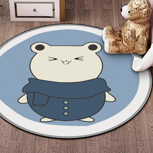 Blue Child's Room Rug Kids Animal Hamster Pattern Area Rug Polyester Stain-Resistant Carpet