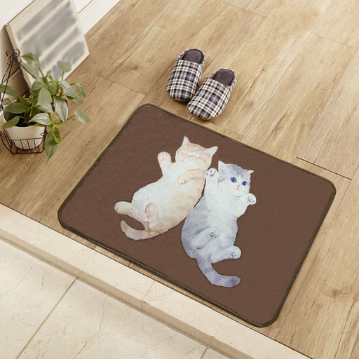 Kids Child's Room Rug in Brown Animal Cats Lying Print Rug Polyester Anti-Slip Washable Area Rug