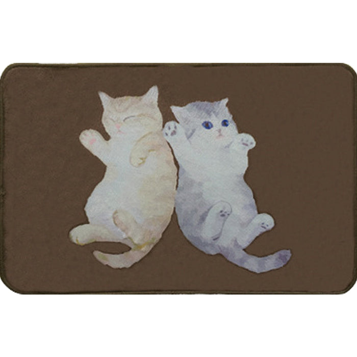 Kids Child's Room Rug in Brown Animal Cats Lying Print Rug Polyester Anti-Slip Washable Area Rug