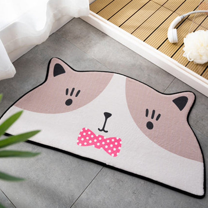 Kids Child's Room Irregular Rug in Pink and Orange Animal Tiger Lion Rabbit Print Rug Polyester Stain-Resistant Area Rug