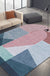 Novelty Living Room Irregular Rug in Pink and Grey Color Block Stripe Print Rug Polyester Anti-Slip Area Rug