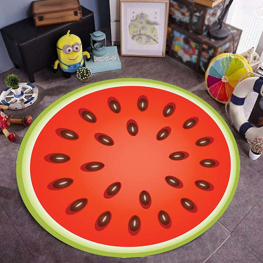 Kids Child's Room Rug in Green Food & Beverage Watermelon Kiwi Fruit Candy Print Rug Polyester Non-Slip Area Rug