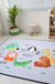 Kids Child's Room Rug in Pink and Blue Animal Penguin Giraffe Sheep Print Rug Wool Machine Washable Area Rug