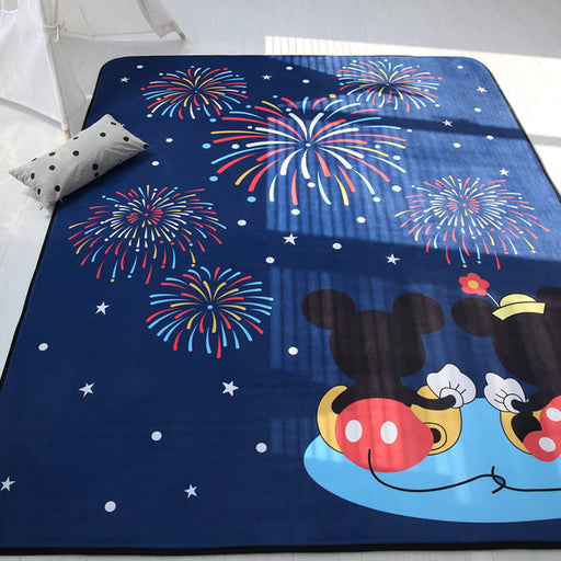 Kids Child's Room Rug in Blue and Yellow Fairy Tales Castle Balloon Fireworks Print Rug Woolen Pet Friendly Area Rug