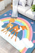 Black and Blue Nursery Rug Kids Animal Butterfly Deer Whale Pattern Area Rug Polyester Machine Washable Carpet