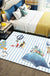 Black and Blue Nursery Rug Kids Animal Butterfly Deer Whale Pattern Area Rug Polyester Machine Washable Carpet