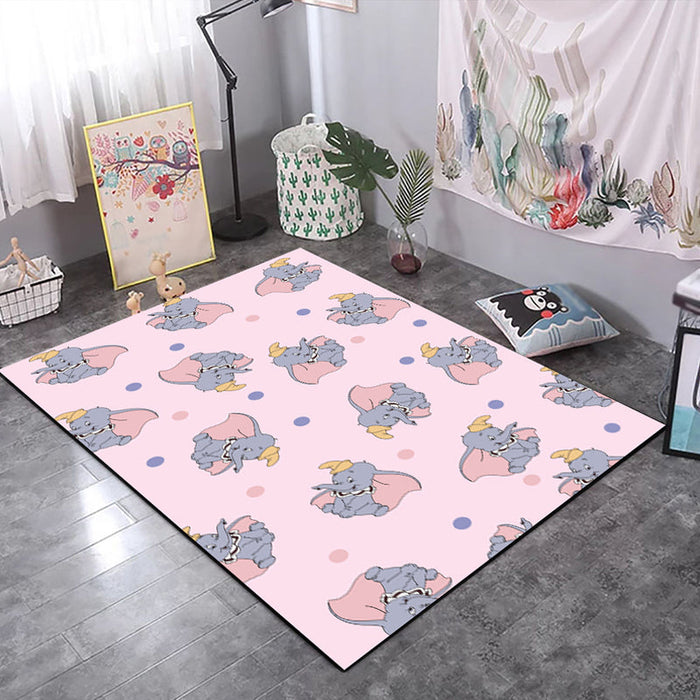 Kids Child's Room Rug in Black and Pink Animal Tiger Elephant Pig Print Rug Polyester Stain-Resistant Area Rug