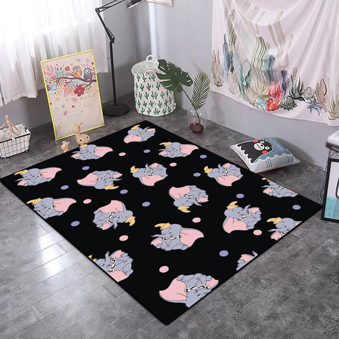 Kids Child's Room Rug in Black and Pink Animal Tiger Elephant Pig Print Rug Polyester Stain-Resistant Area Rug