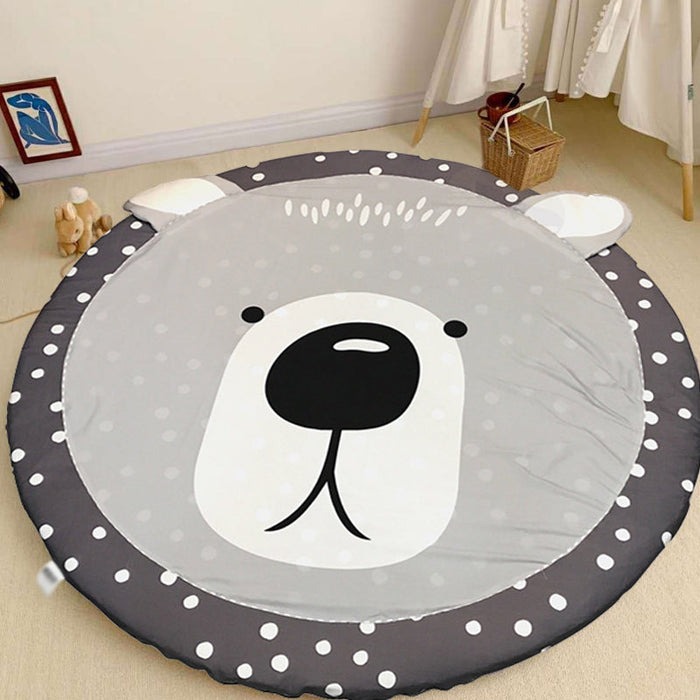 Kids Child's Room Rug in Grey Animal Sheep Rabbit Panda Print Rug Cotton Stain-Resistant Area Rug