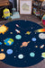 Blue Nursery Rug Kids Outer Space Planet Galaxy Plane Pattern Area Rug Polyester Anti-Slip Carpet