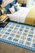 Blue Nursery Rug Kids Coastal Anchor Rudder Pattern Area Rug Polyester Non-Slip Backing Carpet