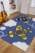 Blue Nursery Rug Kids Coastal Anchor Rudder Pattern Area Rug Polyester Non-Slip Backing Carpet