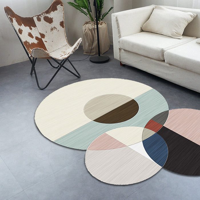 Novelty Living Room Irregular Rug Colorful Color Block Circle Print Rug Polyester Pet Friendly Area Rug