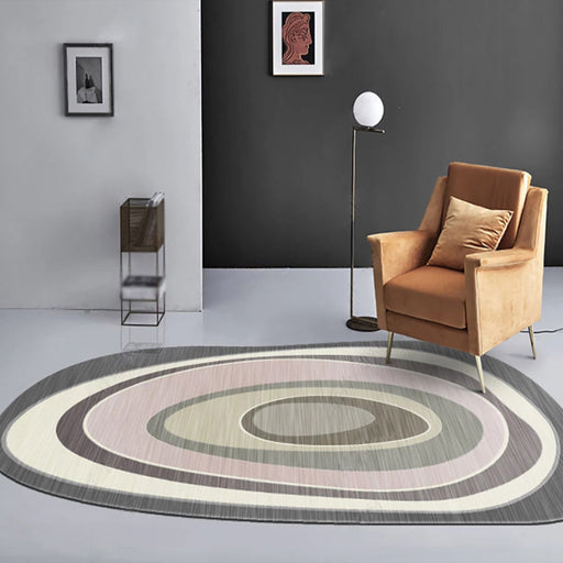 Novelty Living Room Irregular Rug in Grey and Brown Color Block Print Rug Polyester Pet Friendly Area Rug