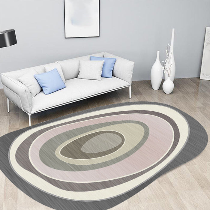 Novelty Living Room Irregular Rug in Grey and Brown Color Block Print Rug Polyester Pet Friendly Area Rug