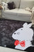 Grey and Blue Nursery Rug Kids Animal Elephant Bear Rabbit Pattern Area Rug Wool Anti-Slip Backing Carpet