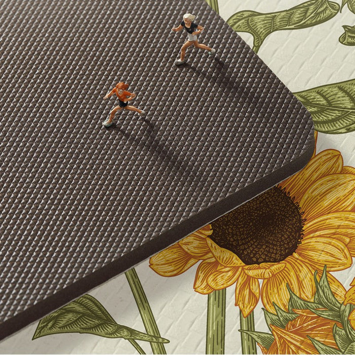 Feblilac Fresh Rural Style Sunflowers Leather Kitchen Mat