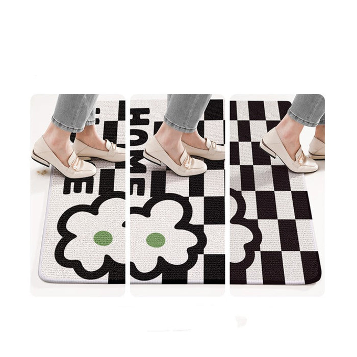 Feblilac Checkerboard and Flower Entrance Door Mat