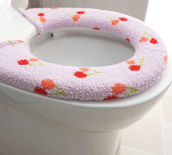 Feblilac Cute Heart/Solid/Stripe Toilet Seat Cover