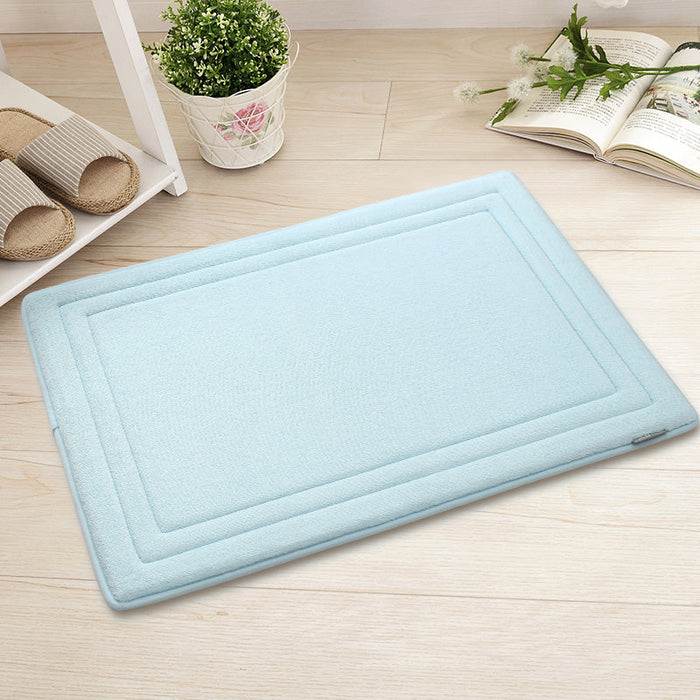 Feblilac Rectangular Solid Line Pattern Memory Foam Tufted Bath Mat