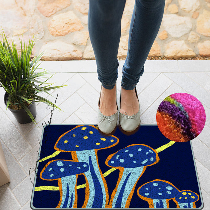 Feblilac Dark Blue Mushroom Nylon Door Mat