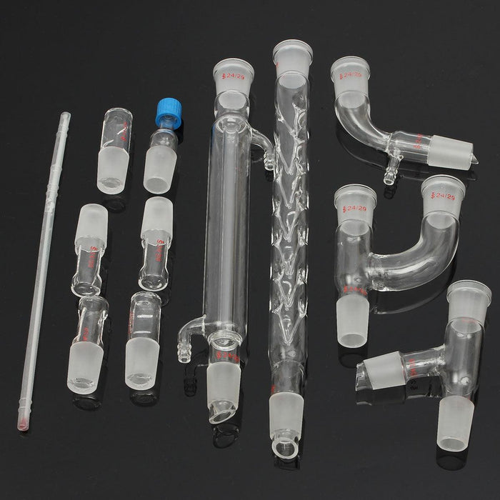 29Pcs/Set 24/29 Laboratory Glassware Kit 25/50/100/250/500mL Flask Lab Chemistry Glass Ground Joint Distillation Separation