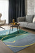 Blue and Green Abstract Rug Polyester Modernist Rug Washable Pet Friendly Area Rug for Living Room