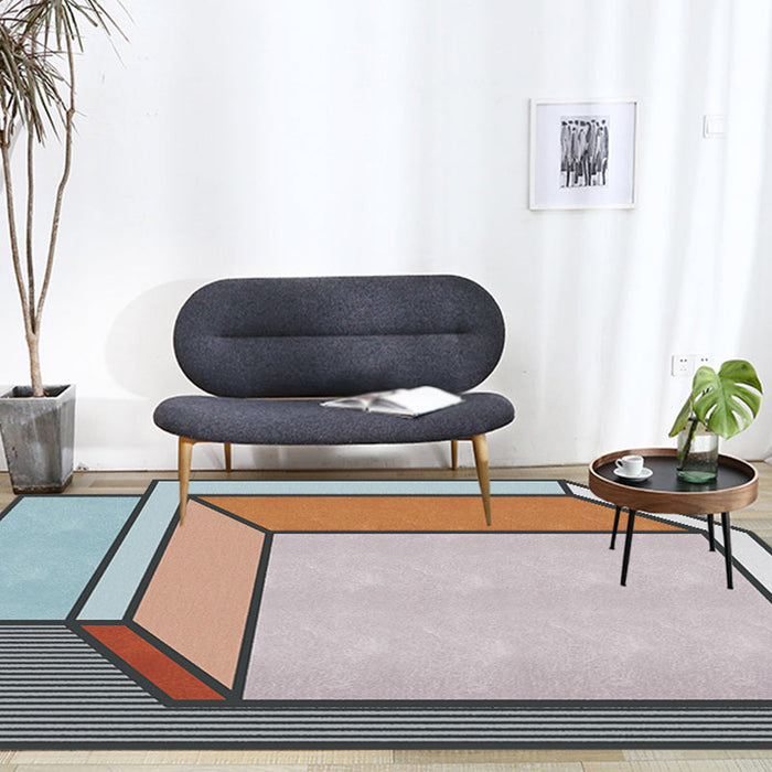 Novelty Living Room Irregular Rug Colorful Color Block Cuboid Print Rug Polyester Stain-Resistant Area Rug