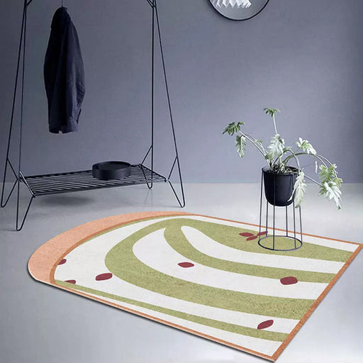 Grey and Green Irregular Rug Bedroom Novelty Color Block Pattern Area Rug Polyester Anti-Slip Carpet