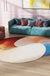 Green and Blue Irregular Rug Bedroom Novelty Colorblock Pattern Area Rug Polyester Stain-Resistant Carpet