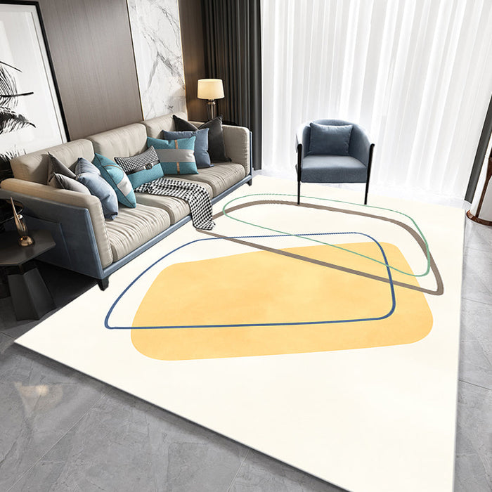 Beige Abstract Rug Polyester Modern Rug Non-Slip Backing Pet Friendly Area Rug for Living Room