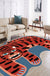 Kids Irregular Bedroom Rug in Red and Brown Animal Tiger Lion Leopard Print Rug Polyester Non-Slip Backing Area Rug